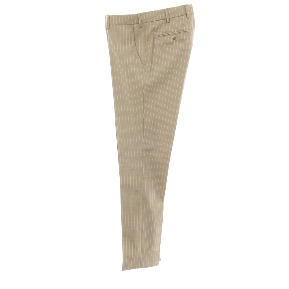 【新品】メイヤー MAYER BONN ストレッチ ポリエステルウール ストライプ ドレススラックスパンツ ベージュ系【 50 】【 状態ランクN 】【 メンズ 】