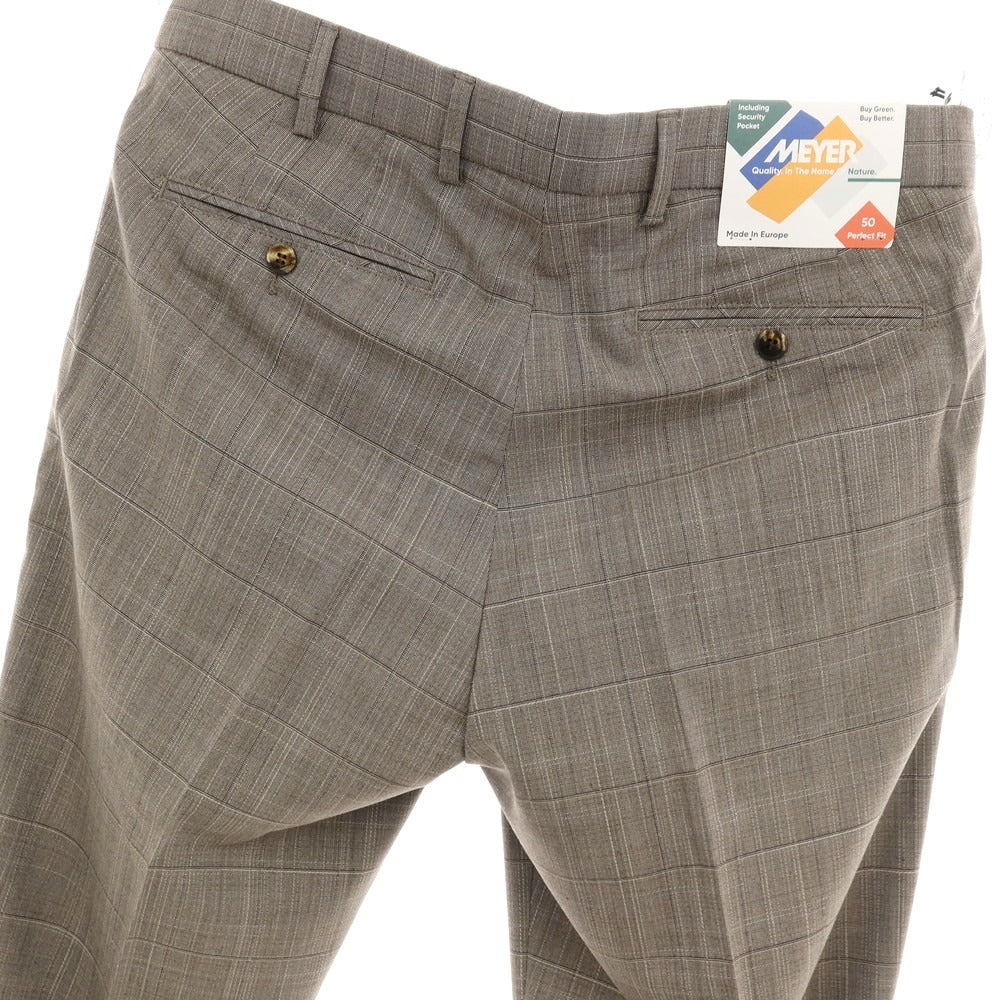 【新品アウトレット】メイヤー MAYER BONN ストレッチ ポリエステルウール チェック ドレススラックスパンツ グレー【 50 】【 状態ランクN- 】【 メンズ 】