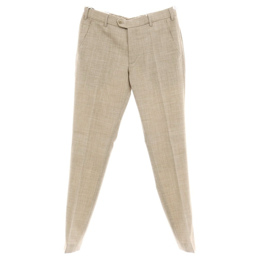 【新品】メイヤー MAYER BONN ストレッチ ポリエステルウールリネン ドレススラックスパンツ ベージュ系【 50 】【 状態ランクN 】【 メンズ 】