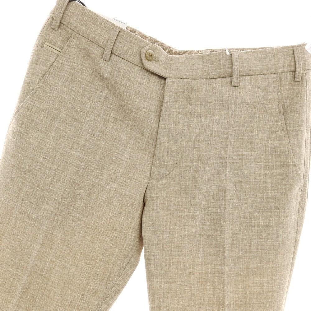 【新品】メイヤー MAYER BONN ストレッチ ポリエステルウールリネン ドレススラックスパンツ ベージュ系【 50 】【 状態ランクN 】【 メンズ 】