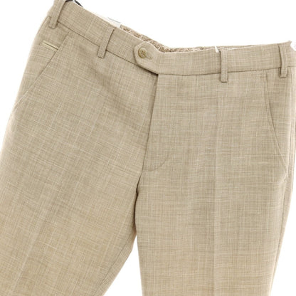 【新品】メイヤー MAYER BONN ストレッチ ポリエステルウールリネン ドレススラックスパンツ ベージュ系【 50 】【 状態ランクN 】【 メンズ 】