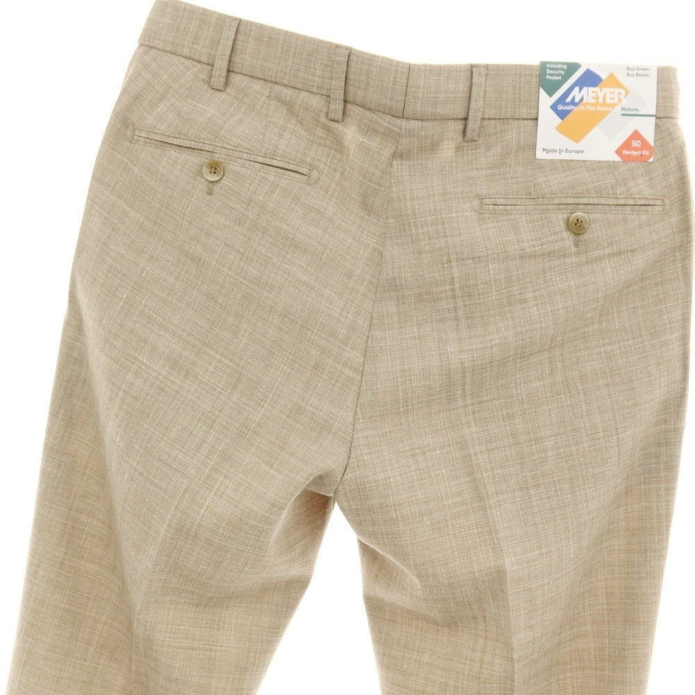 【新品】メイヤー MAYER BONN ストレッチ ポリエステルウールリネン ドレススラックスパンツ ベージュ系【 50 】【 状態ランクN 】【 メンズ 】