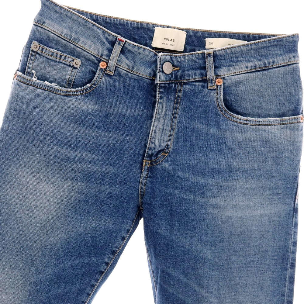 【新品】ノーラブ NO LAB NEW YORK ダメージ加工 ストレッチ コットン デニムパンツ ジーンズ ブルー【サイズ34】【 状態ランクN 】【 メンズ 】[CPD]