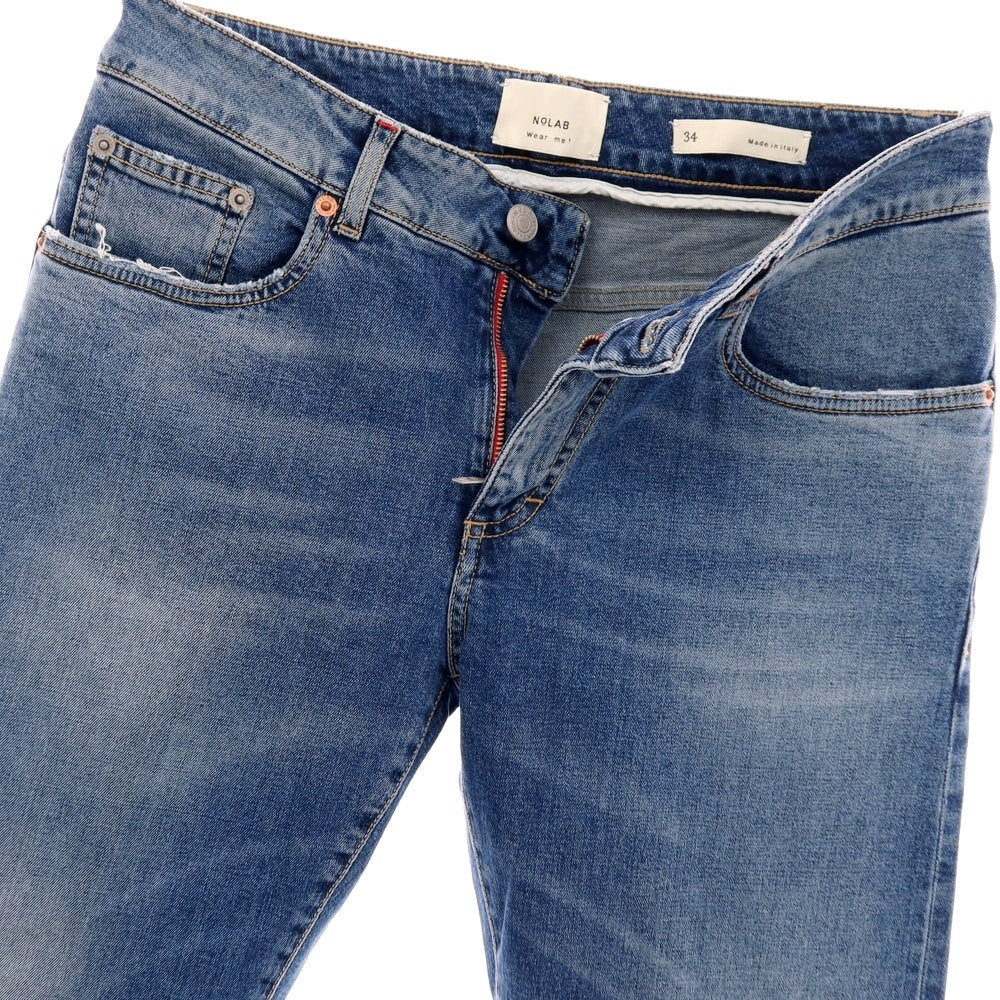 【新品】ノーラブ NO LAB NEW YORK ダメージ加工 ストレッチ コットン デニムパンツ ジーンズ ブルー【サイズ34】【 状態ランクN 】【 メンズ 】[CPD]