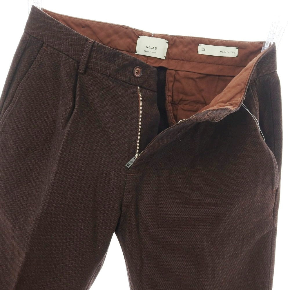【新品】ノーラブ NO LAB MILANO ストレッチ コットン カジュアルスラックスパンツ ダークブラウン系【 32 】【 状態ランクN 】【 メンズ 】