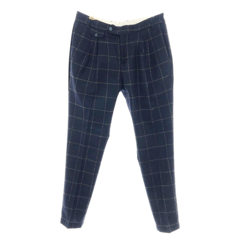 【新品】ノーラブ NO LAB SEATTLE CL アクリルポリエステルウール チェック カジュアルスラックスパンツ ネイビー【 34 】【 状態ランクN 】【 メンズ 】