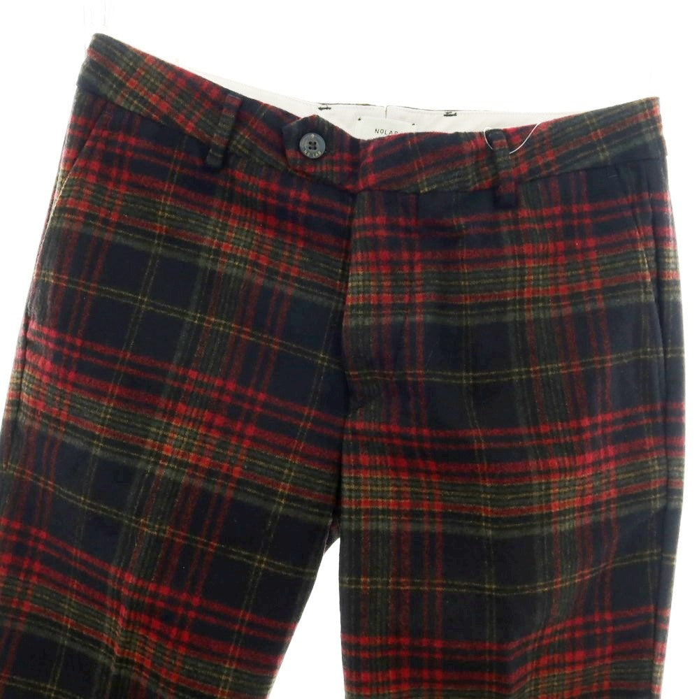 【新品】ノーラブ NO LAB MANAGER CL ウールポリエステル チェック カジュアルスラックスパンツ ブラックxレッド【 34 】【 状態ランクN 】【 メンズ 】