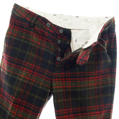 【新品】ノーラブ NO LAB MANAGER CL ウールポリエステル チェック カジュアルスラックスパンツ ブラックxレッド【 34 】【 状態ランクN 】【 メンズ 】