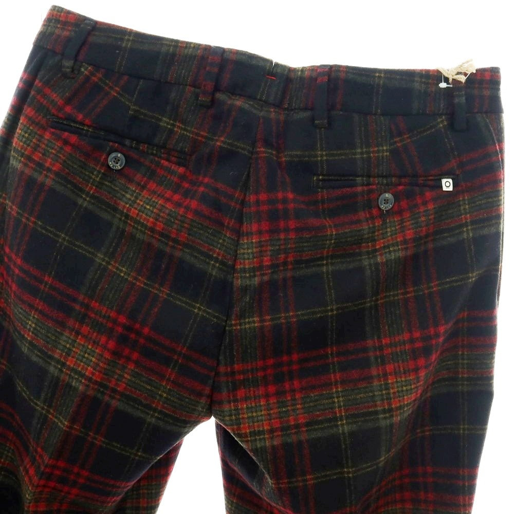 【新品】ノーラブ NO LAB MANAGER CL ウールポリエステル チェック カジュアルスラックスパンツ ブラックxレッド【 34 】【 状態ランクN 】【 メンズ 】