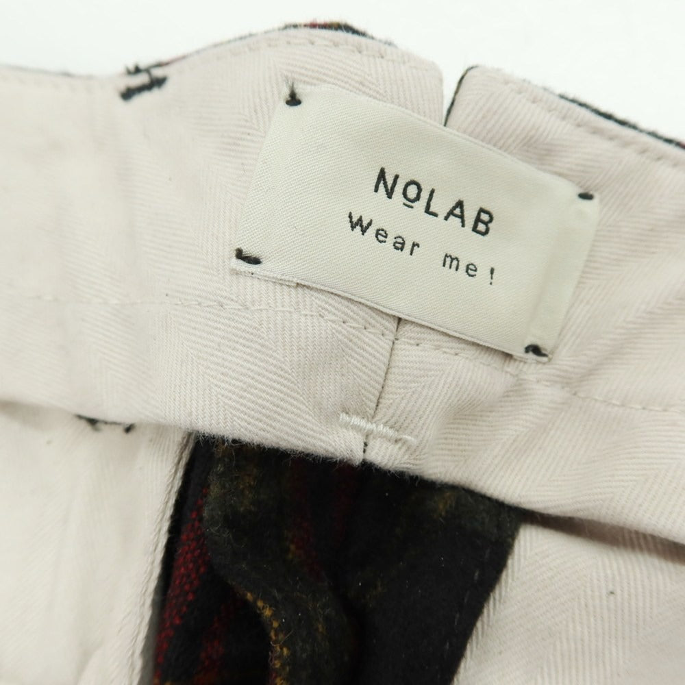 【新品】ノーラブ NO LAB MANAGER CL ウールポリエステル チェック カジュアルスラックスパンツ ブラックxレッド【 34 】【 状態ランクN 】【 メンズ 】