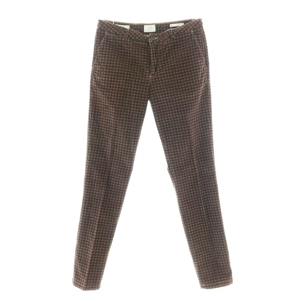 【新品】ノーラブ NO LAB STRIKER ストレッチ コットン チェック カジュアルスラックスパンツ ブラウンxネイビー【 34 】【 状態ランクN 】【 メンズ 】