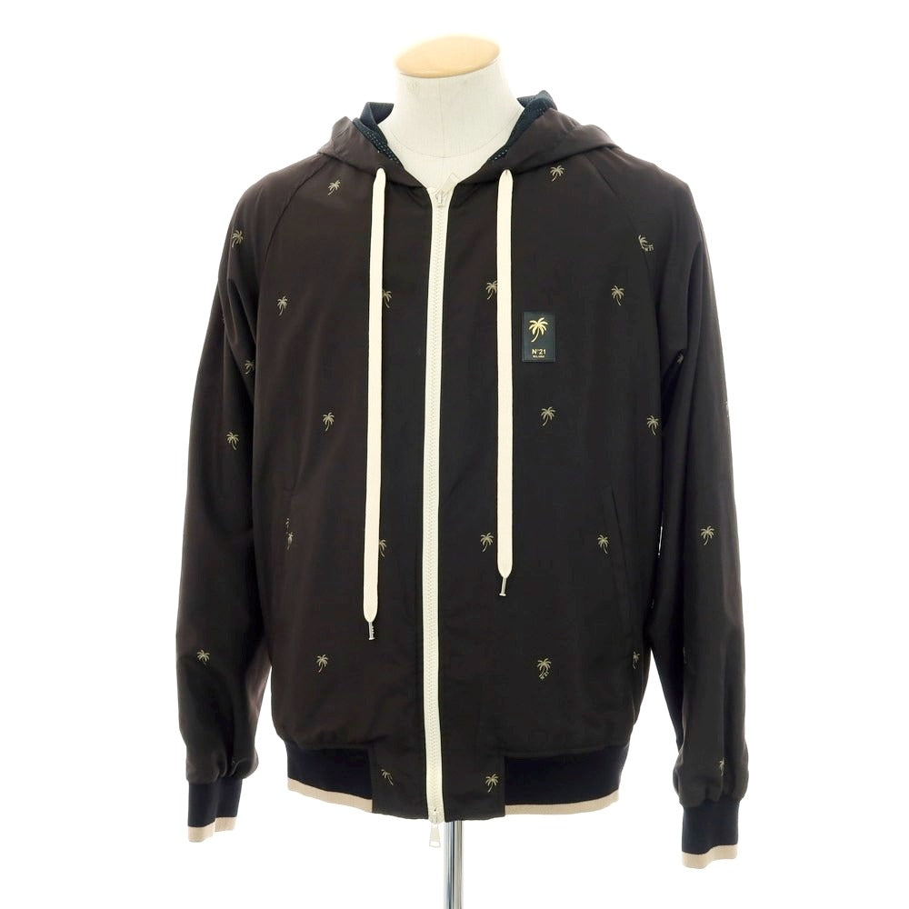【新品アウトレット】ヌメロ ヴェントゥーノ N°21 ポリエステル 総ロゴ ジップアップフーデッドブルゾン ブラック【 S 】【 状態ランクN- 】【 メンズ 】