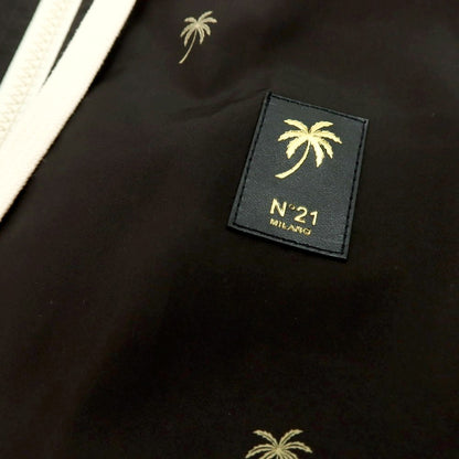 【新品アウトレット】ヌメロ ヴェントゥーノ N°21 ポリエステル 総ロゴ ジップアップフーデッドブルゾン ブラック【 S 】【 状態ランクN- 】【 メンズ 】