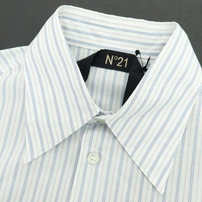 【新品】ヌメロ ヴェントゥーノ N°21 コットン ストライプ カジュアルシャツ ホワイトxブルー【 XS 】【 状態ランクN 】【 メンズ 】