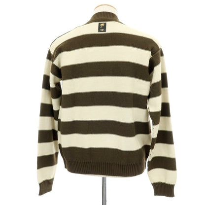 【新品】ヌメロ ヴェントゥーノ N°21 コットンナイロン ボーダー プルオーバーニット オリーブxアイボリー【 46 】【 状態ランクN 】【 メンズ 】