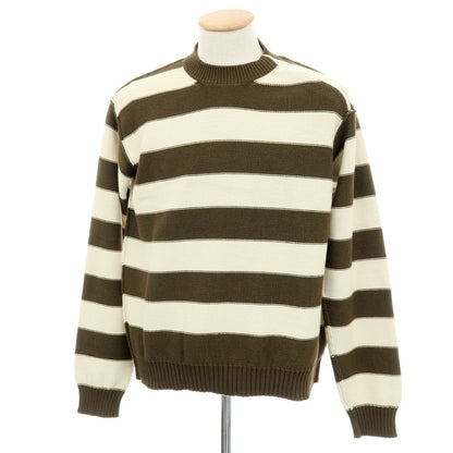 【新品アウトレット】ヌメロ ヴェントゥーノ N°21 コットンナイロン ボーダー プルオーバーニット オリーブxオフホワイト【サイズ46】【 状態ランクN- 】【 メンズ 】