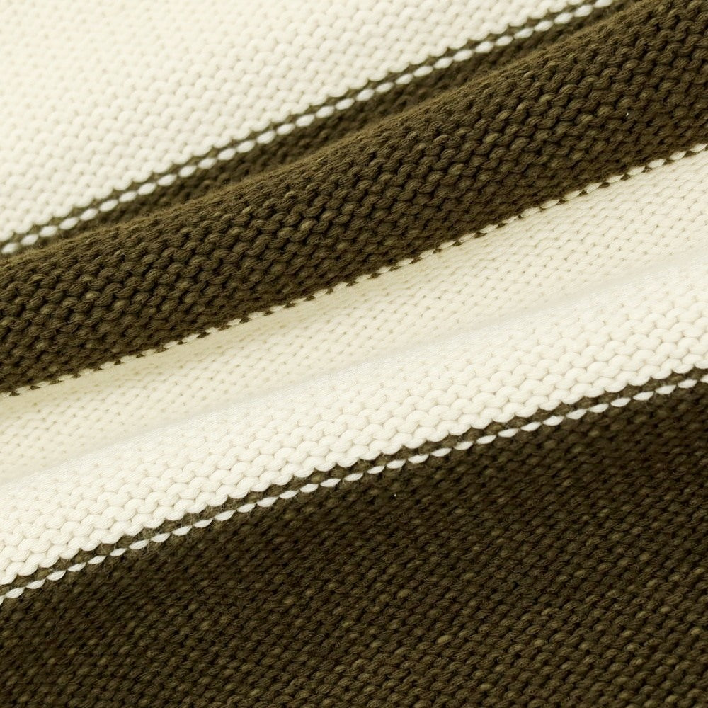 【新品】ヌメロ ヴェントゥーノ N°21 コットンナイロン ボーダー プルオーバーニット オリーブxオフホワイト【 48 】【 状態ランクN 】【 メンズ 】