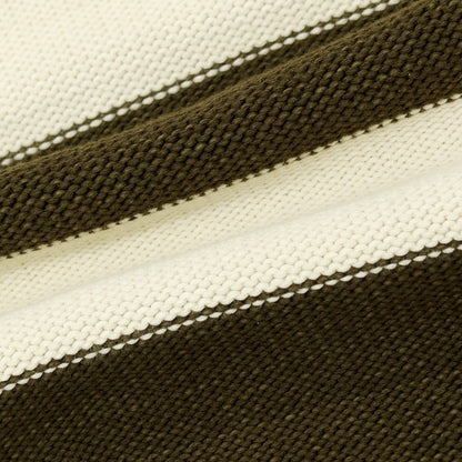 【新品】ヌメロ ヴェントゥーノ N°21 コットンナイロン ボーダー プルオーバーニット オリーブxオフホワイト【 48 】【 状態ランクN 】【 メンズ 】