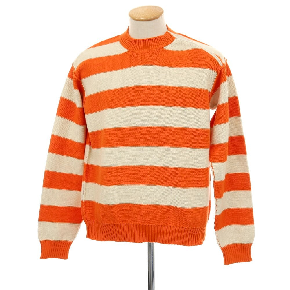【新品アウトレット】ヌメロ ヴェントゥーノ N°21 コットンナイロン ボーダー プルオーバーニット オレンジxオフホワイト【 46 】【 状態ランクN- 】【 メンズ 】