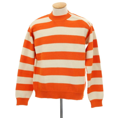 【新品アウトレット】ヌメロ ヴェントゥーノ N°21 コットンナイロン ボーダー プルオーバーニット オレンジxオフホワイト【 46 】【 状態ランクN- 】【 メンズ 】