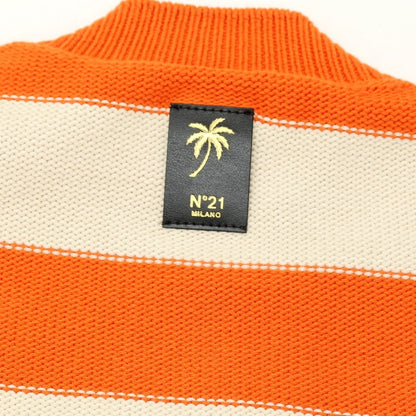 【新品アウトレット】ヌメロ ヴェントゥーノ N°21 コットンナイロン ボーダー プルオーバーニット オレンジxオフホワイト【 46 】【 状態ランクN- 】【 メンズ 】