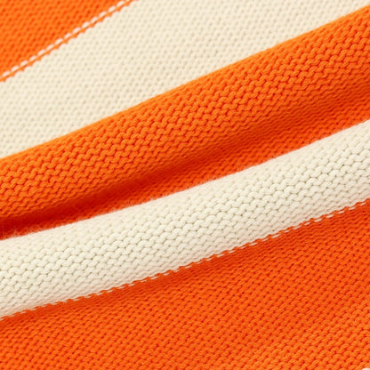 【新品】ヌメロ ヴェントゥーノ N°21 コットンナイロン ボーダー プルオーバーニット オレンジxオフホワイト【 48 】【 状態ランクN 】【 メンズ 】