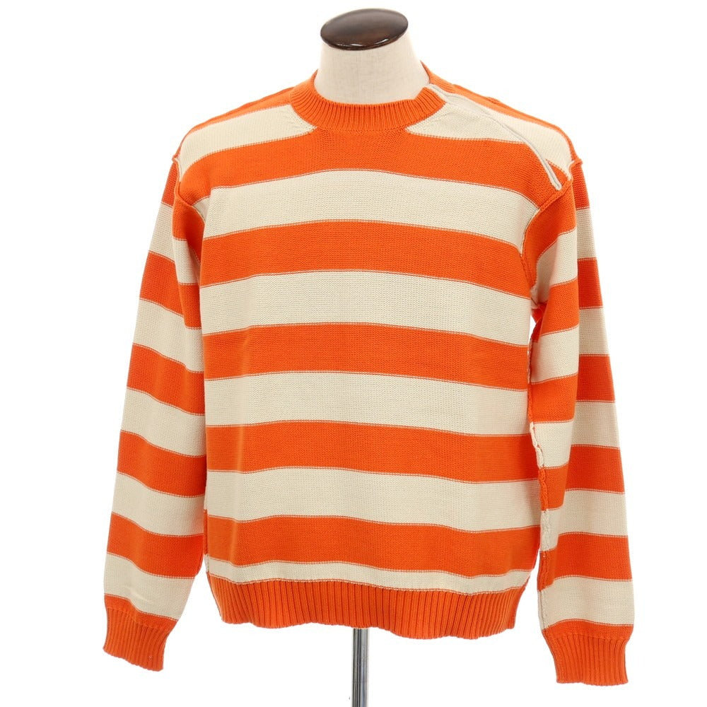 【新品アウトレット】ヌメロ ヴェントゥーノ N°21 コットンナイロン ボーダー プルオーバーニット オレンジxオフホワイト【 50 】【 状態ランクN- 】【 メンズ 】