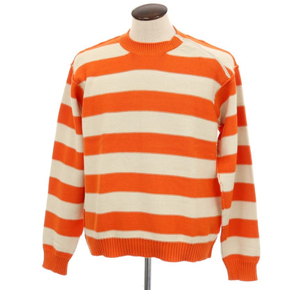 【新品アウトレット】ヌメロ ヴェントゥーノ N°21 コットンナイロン ボーダー プルオーバーニット オレンジxオフホワイト【 50 】【 状態ランクN- 】【 メンズ 】