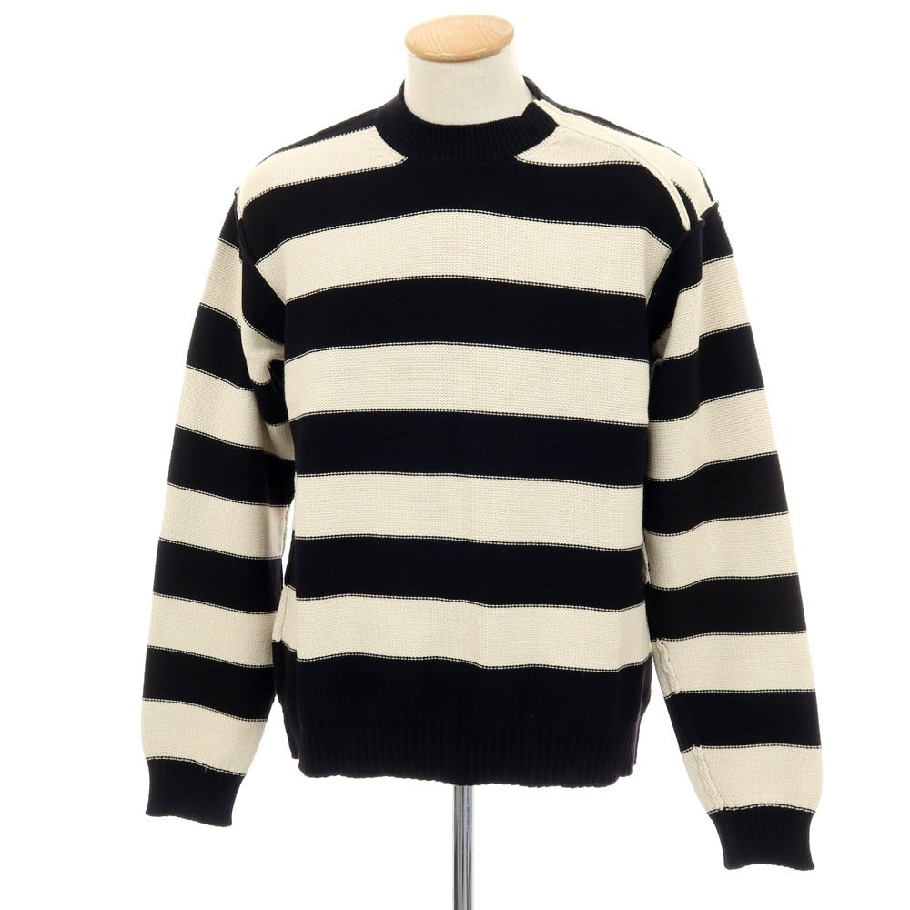 【新品】ヌメロ ヴェントゥーノ N°21 コットンナイロン ボーダー プルオーバーニット ブラックxオフホワイト【サイズ46】【 状態ランクN 】【 メンズ 】