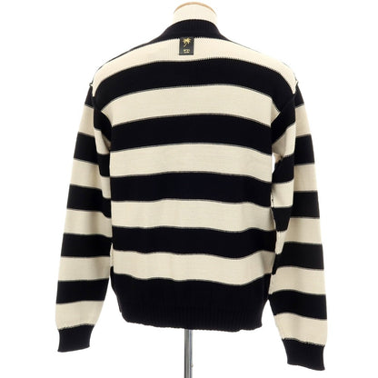 【新品】ヌメロ ヴェントゥーノ N°21 コットンナイロン ボーダー プルオーバーニット ブラックxオフホワイト【サイズ46】【 状態ランクN 】【 メンズ 】