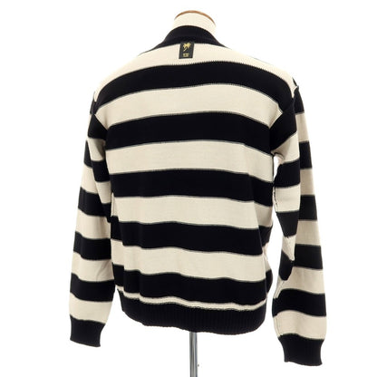 【新品】ヌメロ ヴェントゥーノ N°21 コットンナイロン ボーダー プルオーバーニット ブラックxオフホワイト【 48 】【 状態ランクN 】【 メンズ 】