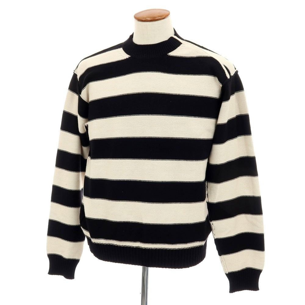 【新品】ヌメロ ヴェントゥーノ N°21 コットンナイロン ボーダー プルオーバーニット ブラックxオフホワイト【サイズ48】【 状態ランクN 】【 メンズ 】