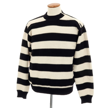 【新品】ヌメロ ヴェントゥーノ N°21 コットンナイロン ボーダー プルオーバーニット ブラックxオフホワイト【サイズ48】【 状態ランクN 】【 メンズ 】