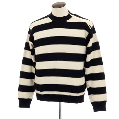 【新品】ヌメロ ヴェントゥーノ N°21 コットンナイロン ボーダー プルオーバーニット ブラックxオフホワイト【 50 】【 状態ランクN 】【 メンズ 】