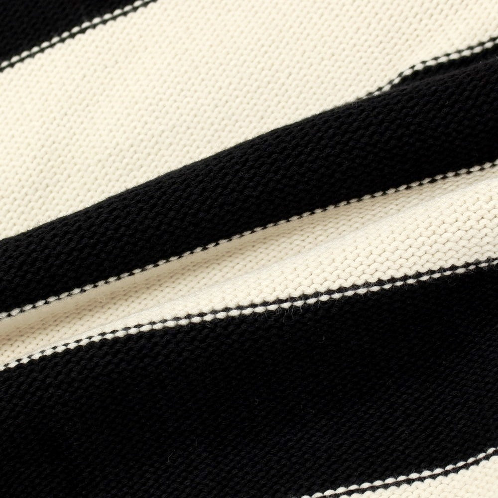 【新品】ヌメロ ヴェントゥーノ N°21 コットンナイロン ボーダー プルオーバーニット ブラックxオフホワイト【 50 】【 状態ランクN 】【 メンズ 】