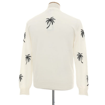 【新品】ヌメロ ヴェントゥーノ N°21 ハイゲージ コットン ヤシの木柄 クルーネック プルオーバーニット ホワイト【 48 】【 状態ランクN 】【 メンズ 】