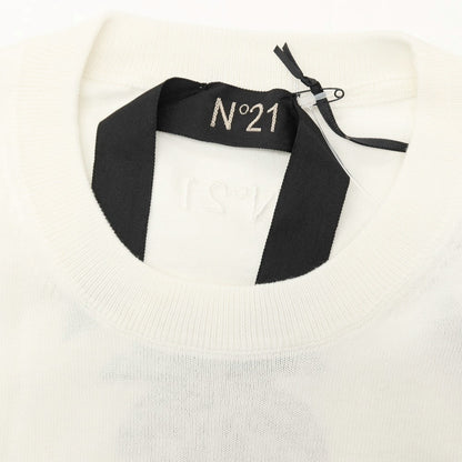 【新品】ヌメロ ヴェントゥーノ N°21 ハイゲージ コットン ヤシの木柄 クルーネック プルオーバーニット ホワイト【 48 】【 状態ランクN 】【 メンズ 】