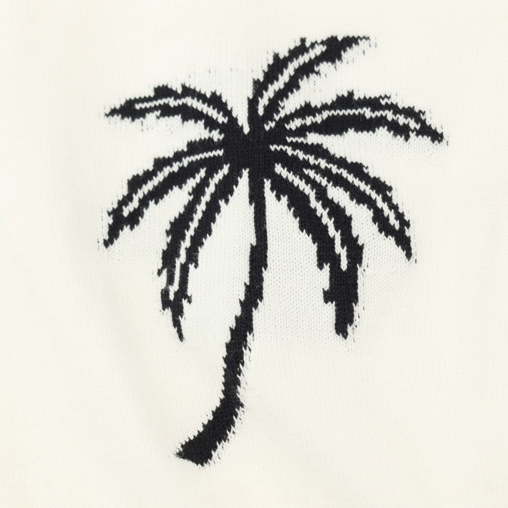 【新品】ヌメロ ヴェントゥーノ N°21 ハイゲージ コットン ヤシの木柄 クルーネック プルオーバーニット ホワイト【 48 】【 状態ランクN 】【 メンズ 】