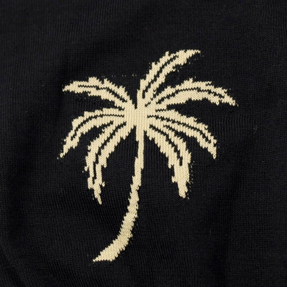 【新品】ヌメロ ヴェントゥーノ N°21 ハイゲージ コットン ヤシの木柄 クルーネック プルオーバーニット ブラック【 46 】【 状態ランクN 】【 メンズ 】