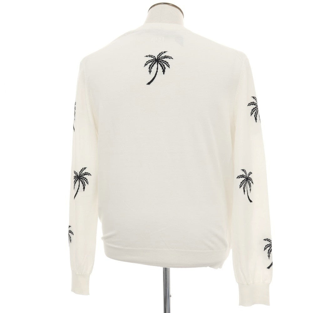 【新品】ヌメロ ヴェントゥーノ N°21 ハイゲージ コットン ヤシの木柄 カーディガン ホワイト【 52 】【 状態ランクN 】【 メンズ 】