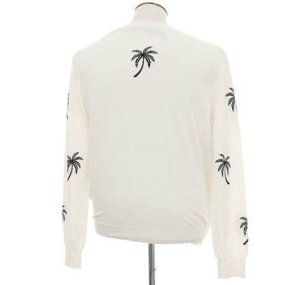 【新品】ヌメロ ヴェントゥーノ N°21 ハイゲージ コットン ヤシの木柄 カーディガン ホワイト【 52 】【 状態ランクN 】【 メンズ 】