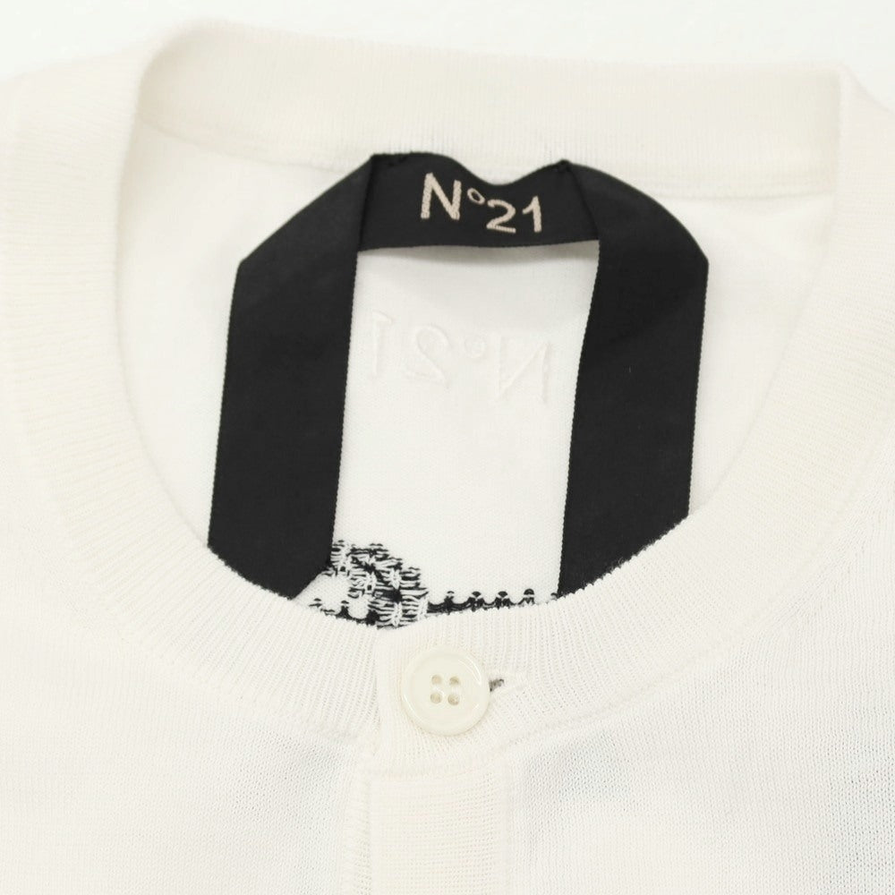 【新品】ヌメロ ヴェントゥーノ N°21 ハイゲージ コットン ヤシの木柄 カーディガン ホワイト【 52 】【 状態ランクN 】【 メンズ 】