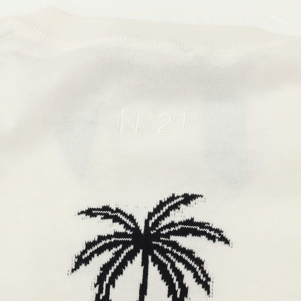 【新品】ヌメロ ヴェントゥーノ N°21 ハイゲージ コットン ヤシの木柄 カーディガン ホワイト【 52 】【 状態ランクN 】【 メンズ 】