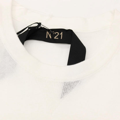 【新品】ヌメロ ヴェントゥーノ N°21 ハイゲージ コットン クルーネック 半袖 プルオーバーニット ホワイト【 46 】【 状態ランクN 】【 メンズ 】