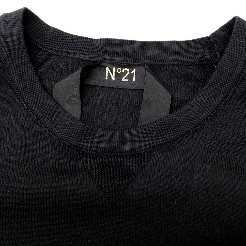 【新品】ヌメロ ヴェントゥーノ N°21 ハイゲージ コットン クルーネック プルオーバーニット ブラック【 48 】【 状態ランクN 】【 メンズ 】