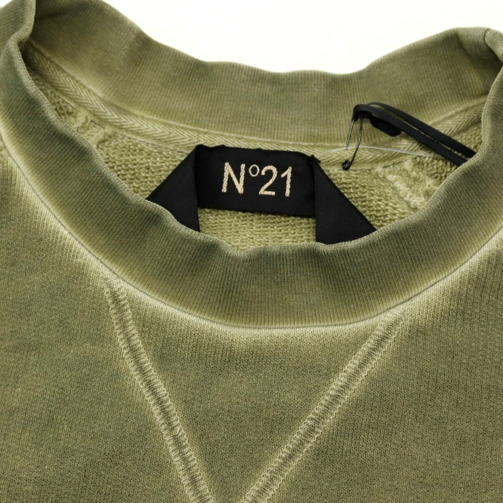 【新品】ヌメロ ヴェントゥーノ N°21 ガーメントダイ コットン クルーネック スウェット オリーブ【 サイズS 】【 状態ランクN 】【 メンズ 】 [BPD]