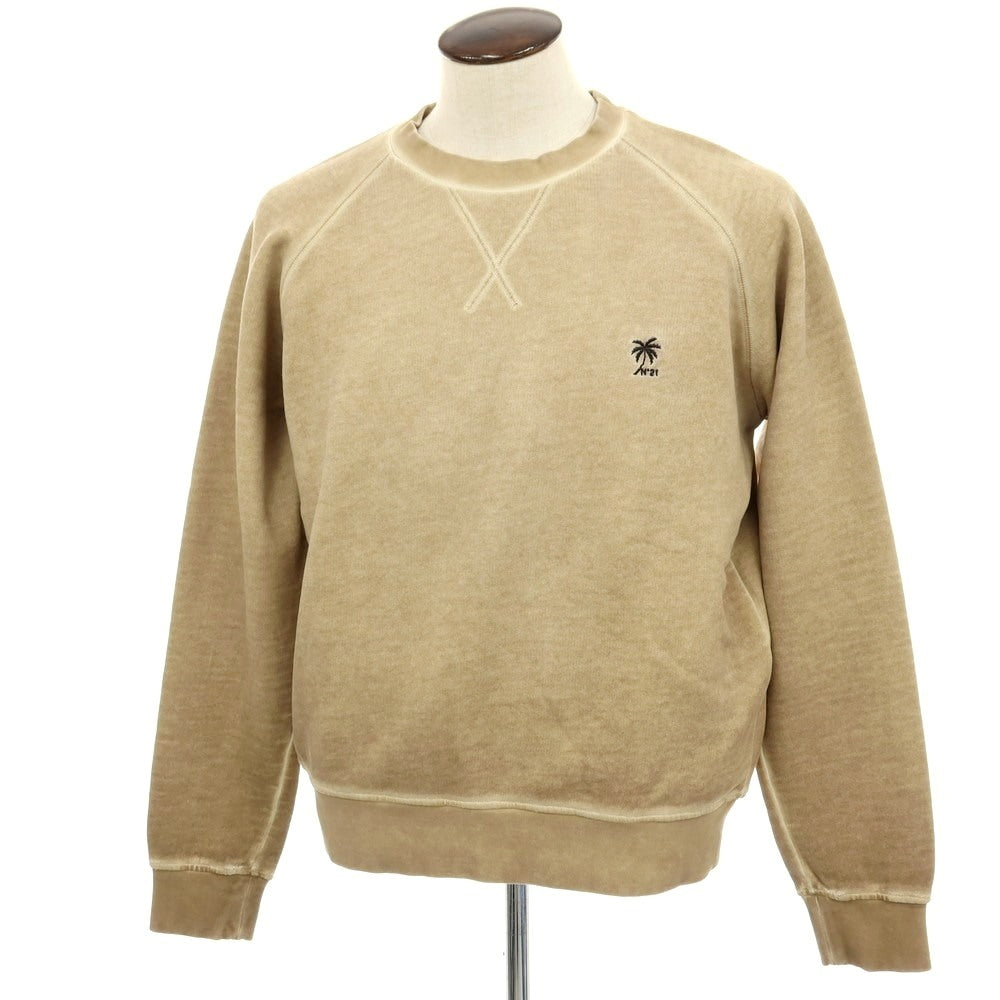 【新品】ヌメロ ヴェントゥーノ N°21 ガーメントダイ コットン クルーネック スウェット ベージュ【 L 】【 状態ランクN 】【 メンズ 】