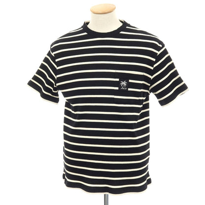 【新品】ヌメロ ヴェントゥーノ N°21 コットンジャージー ボーダー クルーネック リブ ポケット 半袖Ｔシャツ ブラックxアイボリー【 XS 】【 状態ランクN 】【 メンズ 】