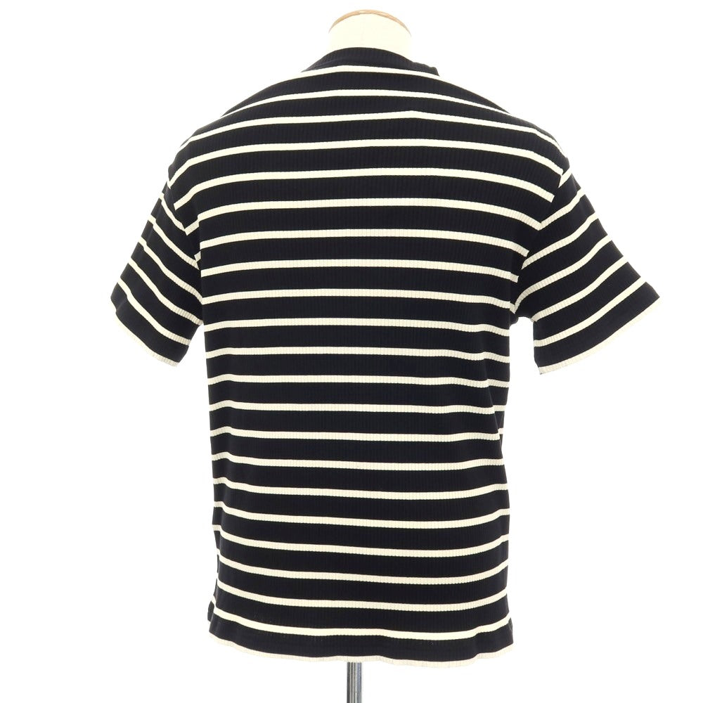 【新品】ヌメロ ヴェントゥーノ N°21 コットンジャージー ボーダー クルーネック リブ ポケット 半袖Ｔシャツ ブラックxアイボリー【サイズXS】【 状態ランクN 】【 メンズ 】[BPD]