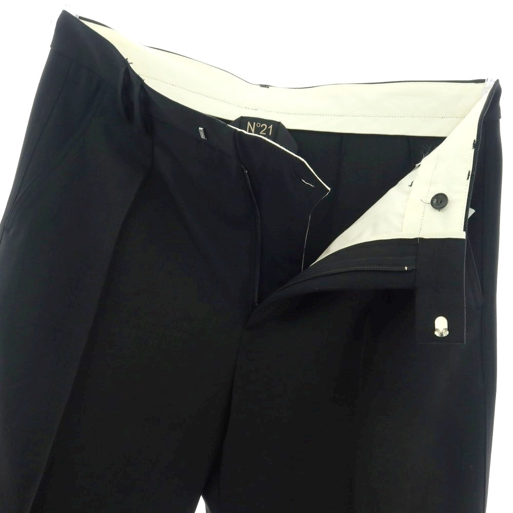 【新品】ヌメロ ヴェントゥーノ N°21 ストレッチ ポリエステルウール カジュアルスラックスパンツ ブラック【 46 】【 状態ランクN 】【 メンズ 】